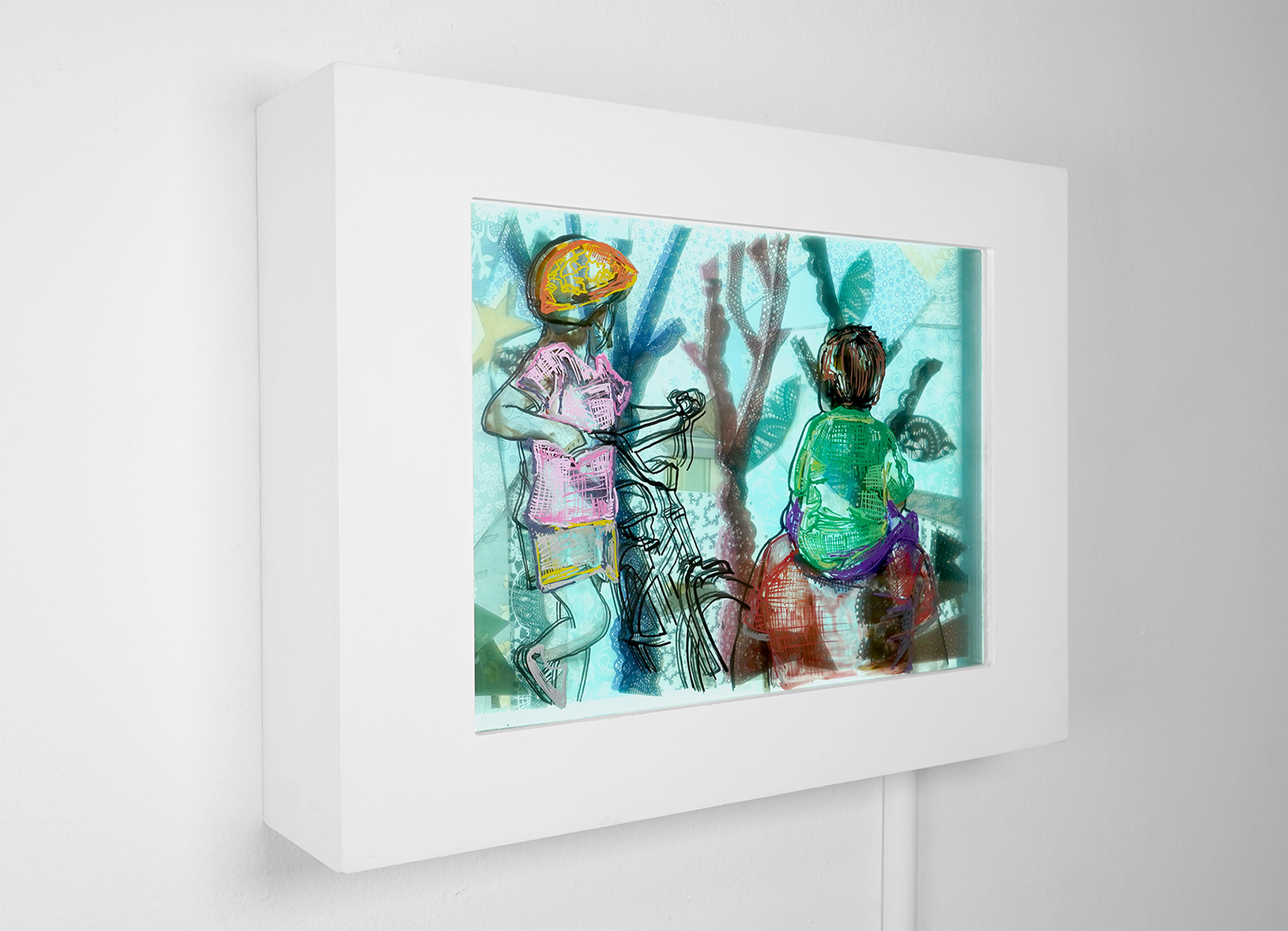 OxanaKovalchuk_Back-to-the-family_GlassCollage_Framed_15x20x35_2021_3_4_Left